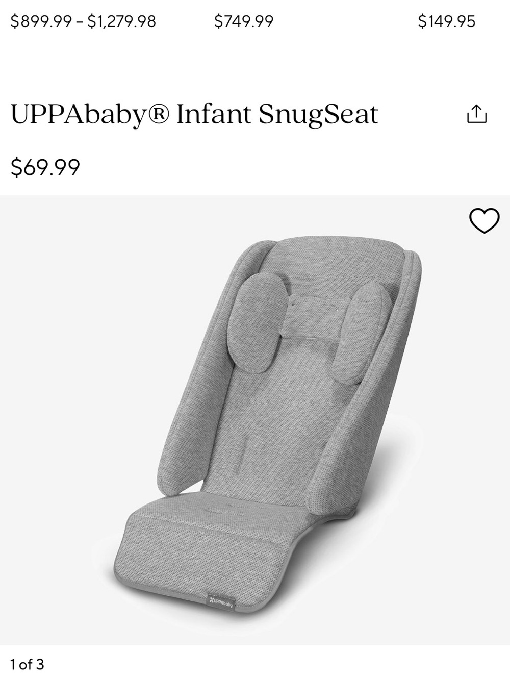 UPPAbaby Infant SnugSeat - Light Gray